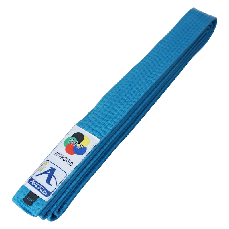 wkf-approved-japanese-style-kumite-belts-arawaza-blue wkf-approved-japanese-style-kumite-belts-arawaza-blue