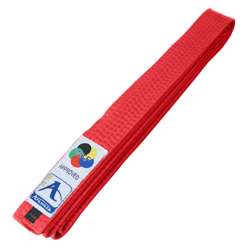 wkf-approved-japanese-style-kumite-belts-arawaza-red wkf-approved-japanese-style-kumite-belts-arawaza-red